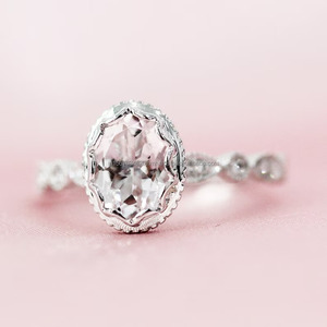 แหวนทองหมั้น14K ใส่ได้ทั้งชายและหญิงวินเทจขาวแล็บปลูกเพชรไข่มุกฝังมุกของขวัญเครื่องประดับชั้นดีสำหรับงานแต่งงานปาร์ตี้ IGI - Product Image 2