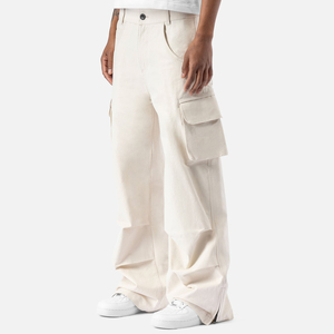 Men Mid Waist Zipper Fly <b>Cargo</b> Overalls Plus Size Loose Fit Baggy Multi Pocket <b>Work</b> Pants Wear Resistant Outdoor Sports Trousers - Product Image 1