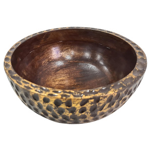 Bol de service de table en bois antique moderne Ensemble de cuillères en bois de manguier sculpté à la main écologique pour la cuisine à domicile pour les fêtes de fruits - Product Image 2