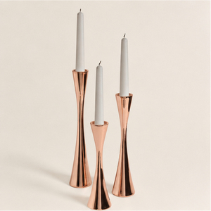 Modern Rose Gold Metal <b>Candle</b> Holder Set Elegant Copper Finish Candlestick Stand for Wedding Table Centerpieces Romantic <b>Dinner</b> - Product Image 5