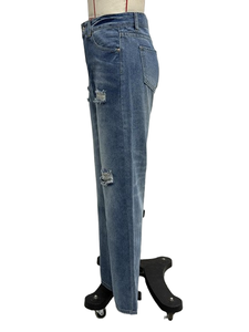 Pantalones Vaqueros Anchos Casuales para Mujer, Cintura Media, Lavados, Perforados, Estilo Vintage, Moda Urbana - Product Image 3