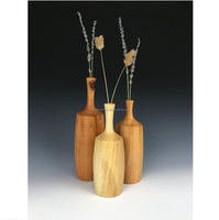 Vase à fleurs en bois sculpté à la main Vase de décoration de maison et de bureau Vase en bois rond en bambou fait à la main