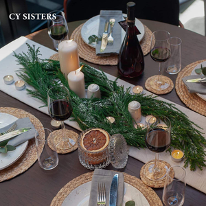 Sets de table ronds classiques en jonc de jacinthe naturel tressé, résistants à la chaleur, pour l'extérieur - Product Image 5