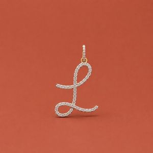 Pendentif en argent S925 fait main avec lettre initiale L en moissanite, cadeau de Noël, pendentif alphabet - Product Image 1