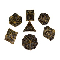 Ensemble de dés polyédriques en métal écologique de 7 pièces, personnalisé en usine (OEM), avec design creux en forme de calmar, pour jeux de rôle fantastiques pour adultes