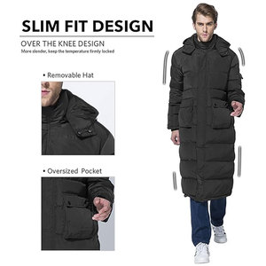 Men’s Winter Warm Puffer <b>Coat</b> Packable Long Hooded Jacket Compressible Lightweight Insulated Cold Weather Outerwear - Product Image 4