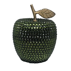 High Quality Metal Crystal Best Selling Apple Candle <b>Jar</b> Newest Design with Dark Green Crystals for Your Home Candle Vessel - Product Image 1