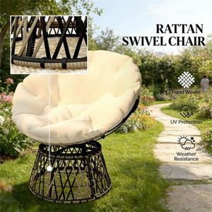 Sedia da Giardino Circolare Beige Papaya per Terrazza - Product Image 2