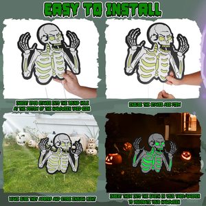 6 pièces crâne et tombeau Halloween Yard signe décorations 5 pièces chat noir lueur dans le noir maison hantée pour thème de fête de jardin effrayant - Product Image 4