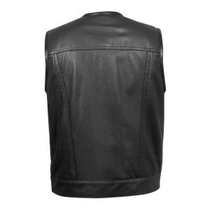 Genuine Leather Motorcycle Vest for Men Vintage <b>Biker</b> Riding Breathable Waistcoat with Premium Snap Closure - Product Image 2