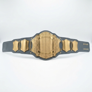 Ceinture de championnat de boxe plaquée or personnalisée, trophée sportif de lutte, récompense de compétition, plaques métalliques, sangle en cuir - Product Image 1