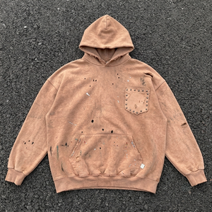 Sweat à capuche délavé pour homme, effet vintage, en molleton de coton, coupe décontractée, capuche ajustable, style streetwear confortable - Product Image 4