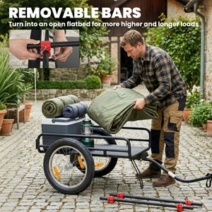 Rimorchio per Bicicletta 2-in-1 Multiuso in Acciaio con Ruote Pneumatiche da 16 Pollici e Cavalletto a Sgancio Rapido per Trasporto Bici e Carrello - Product Image 4
