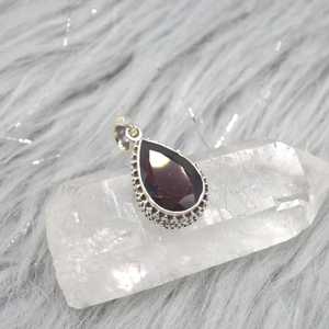 Red Garnet Teardrop Pendant Necklace Sterling Silver Gemstone Jewelry Elegant Gift For Women - Product Image 3