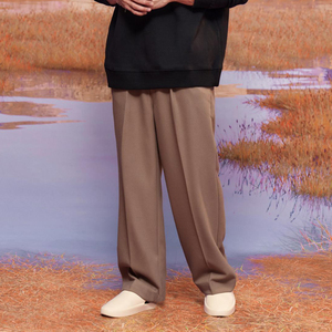 <b>Summer</b> Trousers for <b>Men</b> Half Elastic Waistband Straight Business Wide Leg Work Man <b>Pants</b> Khaki <b>Men's</b> Trousers - Product Image 3