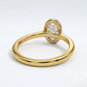 Anillo de Compromiso y Boda con Diamante Ovalado de 5 Quilates Cultivado en Laboratorio, Certificado por IGI, Oro Amarillo de 14K, Minimalista, Vintage, con Bisel Milgrain, Solitario - Product Image 5