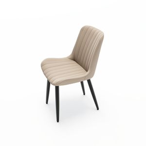 Set di 2 Sedie da Pranzo Moderne Senza Braccioli in Ecopelle PU con Cuscini Spessi e Gambe in Metallo, Sedie Laterali per Cucina e Sala da Pranzo - Product Image 3