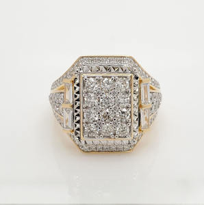 Anillo de Compromiso Hip Hop con Moissanita y Diamantes en Corte Esmeralda, con Halo, en Plata de Ley 925 Chapada en Oro, para Regalos de Aniversario para Hombre - Product Image 4