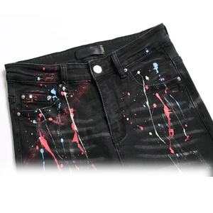 Vente en gros Street-Wear Blanked-Baggy Jeans Print-Jean Patches personnalisés-Designer Paint-Denim Jeans Hommes Pantalons avec des prix bon marché - Product Image 5