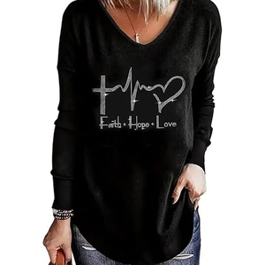 Sudaderas Personalizadas para Mujer, Cuello Redondo, Invierno, Transpirables, Secado Rápido, con Pedrería, Color Azul Sólido - Product Image 2