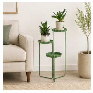 Support à fleurs en métal à 3 niveaux au design moderne, porte-plantes d'angle décoratif et peu encombrant, étagère de jardin vert menthe au meilleur prix - Product Image 6