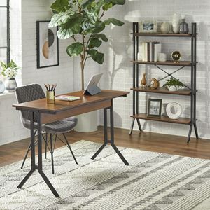 Étagère à livres autoportante européenne à 4 niveaux en bois, finition noyer, taille moyenne pour adultes - Product Image 4