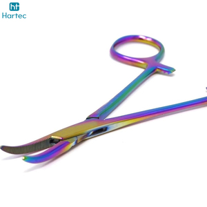 คีมหนีบเลือด Hemostat 5 ยาว ปลายโค้งหยักเต็มด้าม ผลิตจากสแตนเลสสตีล สีมัลติไทเทเนียม พร้อมตัวล็อค คีมคีลลี่ - Product Image 3