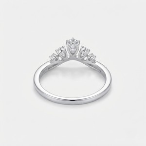 Anillo de compromiso de moissanita con forma de corona para mujer, de plata 925, con corte de pera y engaste pavé, estilo romántico, joyería de banda. - Product Image 3