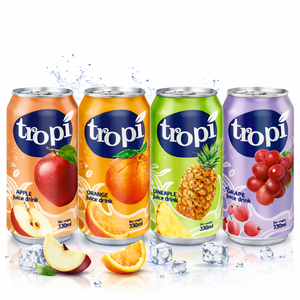 Bebida de Jugo de Frutas de 330 ml en Lata de Aluminio, Sabor Manzana, Naranja, Piña, Uva, Bebida Refrescante, Fabricante de Bebidas OEM ODM - Product Image 1