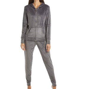 Top Trending Custom Hot Selling Tracksuit Plus Size Women's Zip up Cotton Hoodie and <b>Jogger</b> Set 2 Pieces Velvet Suit for Women - Product Image 1