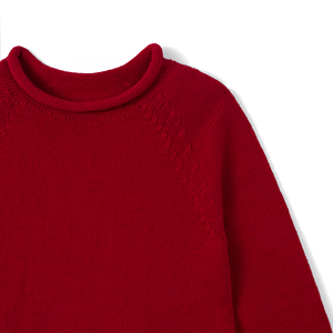 Suéter de Punto para Bebé, Cuello Alto, Manga Larga, Rojo, Unisex, Casual, Primavera, 100% Algodón, Una Sola Capa - Product Image 3