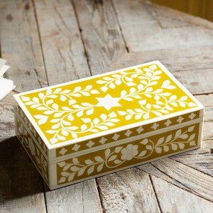 Handcrafted Bone Inlay Decorative <b>Storage</b> Box with Floral Leaf Mosaic Pattern Jewelry Organizer Keepsake Box for Home Decor Box - Product Image 3