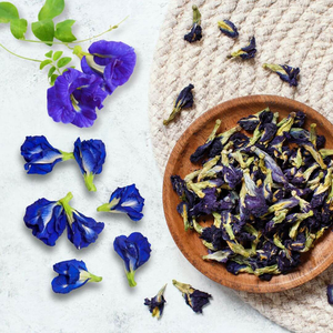 Thé en vrac de fleurs de pois papillon séchées en pot Mason, saveur herbes santé, biologique d'Asie du Sud-Est - Product Image 6