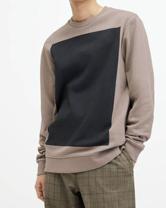 Men's Long Sleeve Color Blocked Crewneck Sweatshirt With <b>Logo</b> Front Regular Fit Casual Knitted Cotton O-Neck - Product Image 4