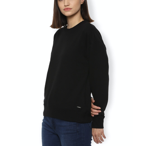 Sweat-shirt à col rond pour femme de haute qualité, écologique, anti-rides, en coton/spandex, couleur unie, taille oversize, OEM - Product Image 3