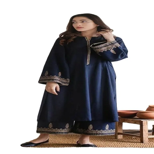 Ağır nakış tasarımcı hint ve pakistan tarzı Salwar Kameez ile elmas çalışması tasarımcı büyük boy Salwar kameez elbise