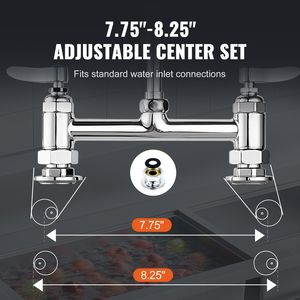 Rubinetto Industriale Alto 44 Pollici in Ottone con Spazio di Installazione di 8 Pollici, Bocca Girevole da 12 Pollici, Stile a Montaggio Superficiale, Spruzzatore Estensibile per Centri Commerciali - Product Image 6