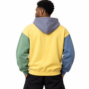Sweat à capuche zippé en coton pur 350 GSM pour homme, avec logo personnalisé, blocs de couleur, effet délavé, style streetwear, vente en gros, fabricant OEM - Product Image 2