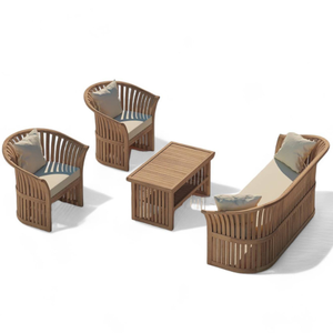 Conjunto de Muebles de Jardín de Estilo Moderno, Sillón de Madera de Teca para Patio Exterior, para Hogar y Jardín - Product Image 1