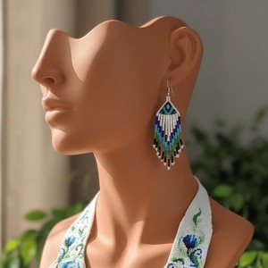 Conjunto de Joyería Étnica Elegante Hecho a Mano con Cuentas en Cascada Azul de Proveedor Indio, Disponible para la Venta, Ideal para Bodas y Fiestas - Product Image 1