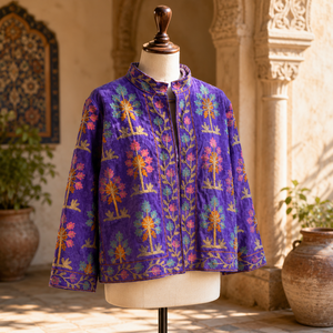 Veste matelassée en velours brodée Suzani faite à la main pour femme, doublée en coton, style bohème artisanal, idéale pour le printemps, l'automne et l'hiver – Cadeau - Product Image 6