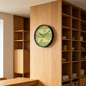 Reloj de Pared Analógico de Cuarzo Silencioso de 12 Pulgadas con Diseño de Pasta, Verde y Negro, Estilo Fresco para Decoración de Restaurantes, Cocinas y Cafeterías - Product Image 3