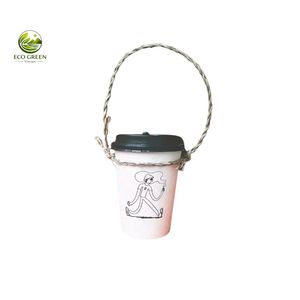 Porte-gobelet à café écologique en jonc de mer naturel, design bohème Vietnamien, réutilisable et portable, pour les entreprises - Product Image 4