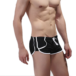 Boxers noirs pour hommes avec bordure blanche, séchage rapide, en Spandex et Nylon tricoté, taille mi-haute, motif uni - Product Image 1
