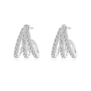 ต่างหูเพชรทรงกลม Vaayu Jewels หรูหราสำหรับผู้หญิง สวมใส่ได้ทุกวัน ทอง 10K 14K 18K เงิน 925 935 - Product Image 4