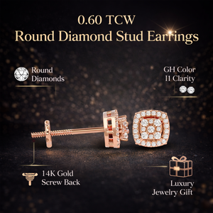 0.60 TCW Round Diamond Stud <b>Earrings</b> | 14K Gold Screw <b>Back</b> <b>Earrings</b> GH Color I1 Clarity | Luxury Fine Jewelry Gift for Women - Product Image 6