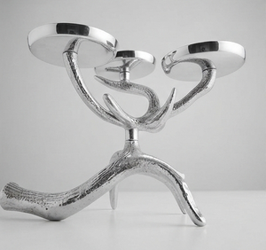 Candélabre décoratif d'intérieur en argent à 3 branches en forme de bois de cerf, support de bougie en métal durable pour la décoration de la maison - Product Image 2