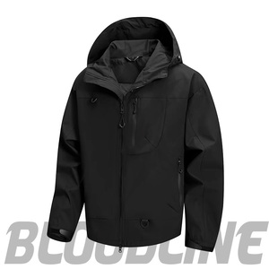 Light Blue Hooded <b>Jacket</b> Full Sleeve Windproof Unisex Winter Wear Printed Polyester Coat - Product Image 3