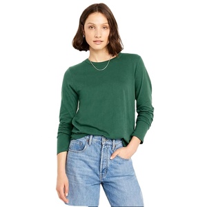 Camiseta de manga larga para mujer de alta calidad, informal, suave al tacto, mezcla de algodón de primera calidad, corte holgado, para damas. - Product Image 1