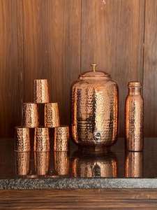 Dispensador de Agua de Cobre con Grifo y Tapa, Servidor de Agua de Cobre Martillado a Mano, Utensilios de Cocina Tradicionales Indios - Product Image 4